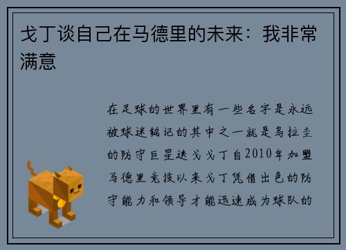 戈丁谈自己在马德里的未来：我非常满意
